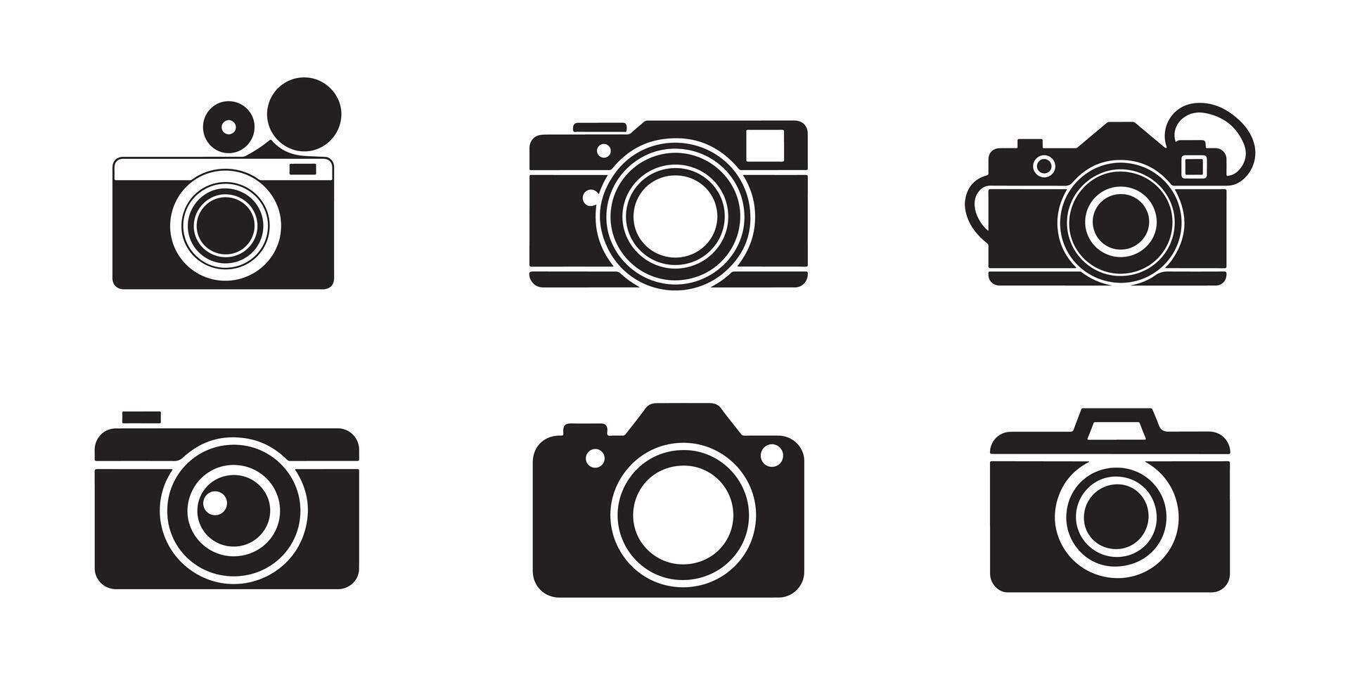 Camera icon set. Photo camera in flat style. vector