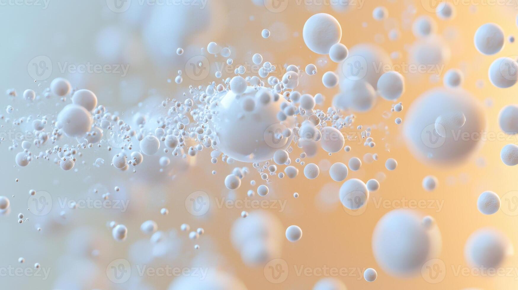 White bubbles are floating in a blue and yellow background photo
