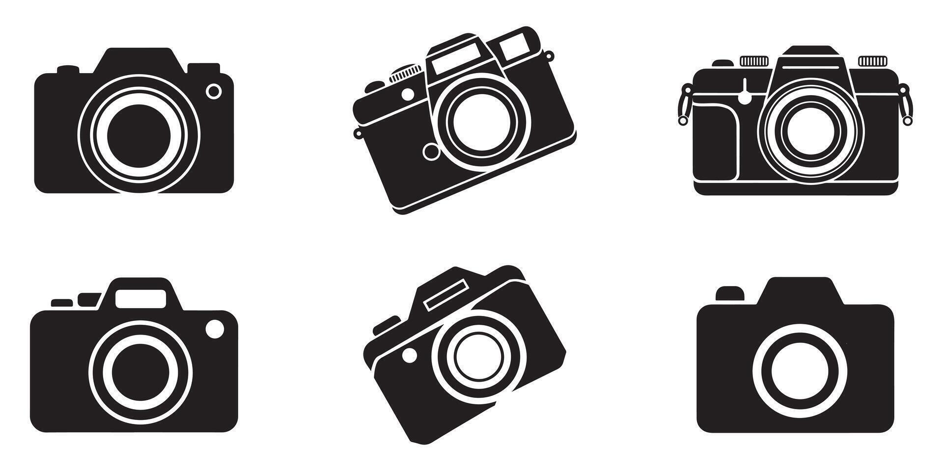 Camera icon set. Photo camera in flat style illustration. vector