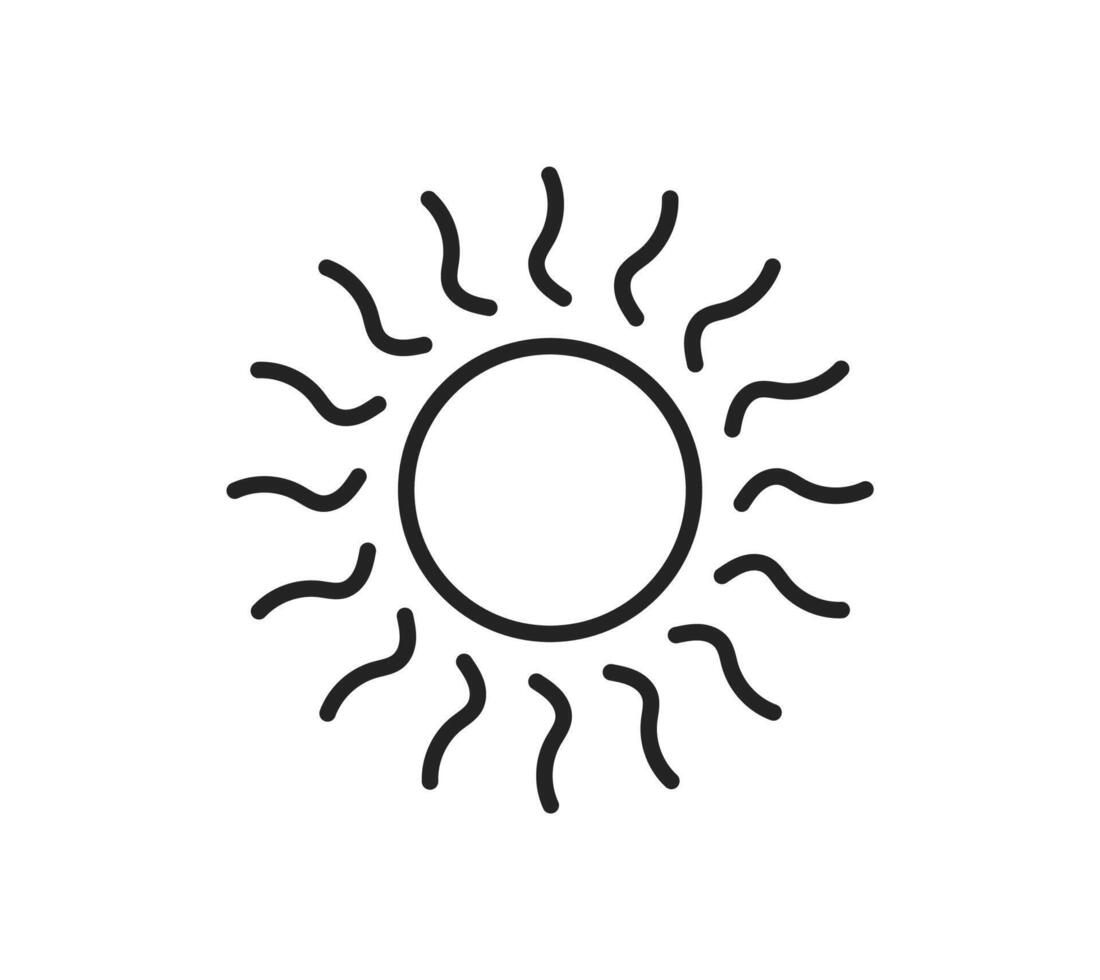 Outline sun icon wavy lines black weather design vector