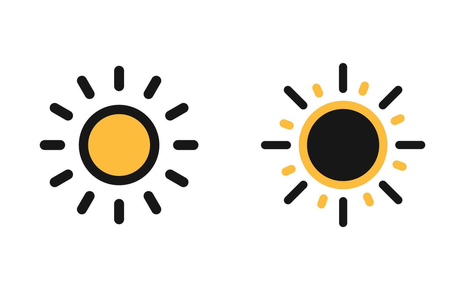 Sun weather symbol yellow black flat icon vector