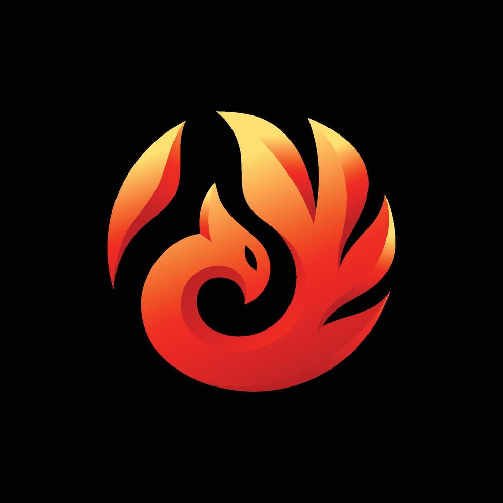 simple mythology of Phoenix bird circle vector