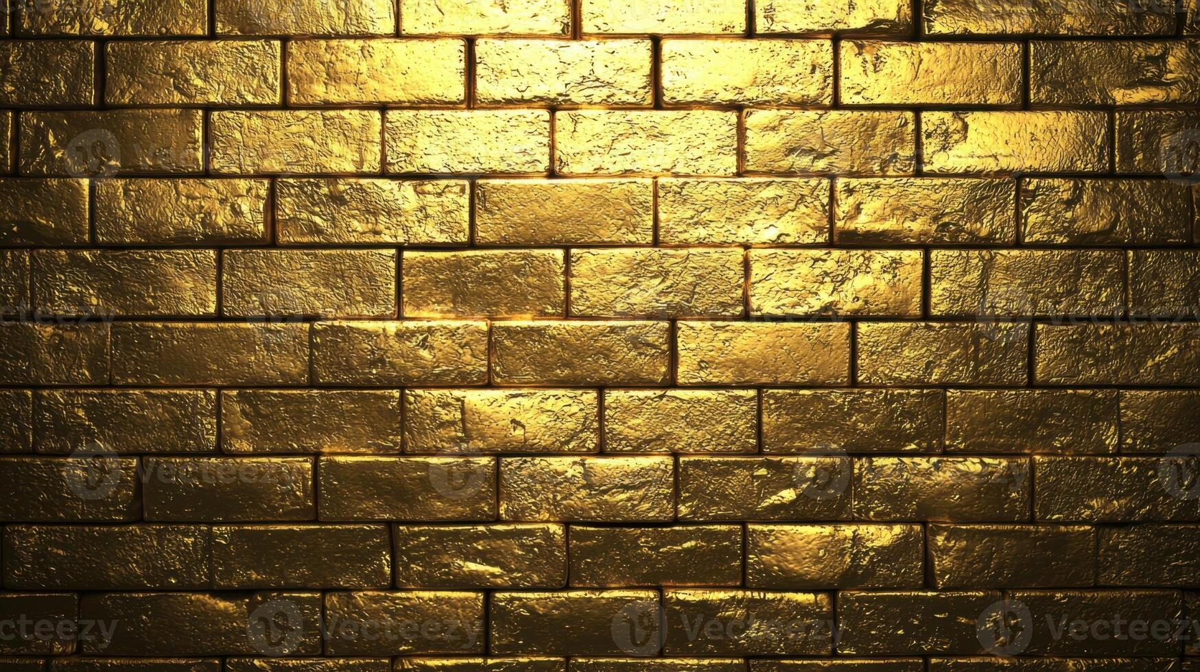 A wall made of textured golden bricks reflects light beautifully, enhancing the ambiance of the room. This backdrop provides an elegant touch to various design settings photo