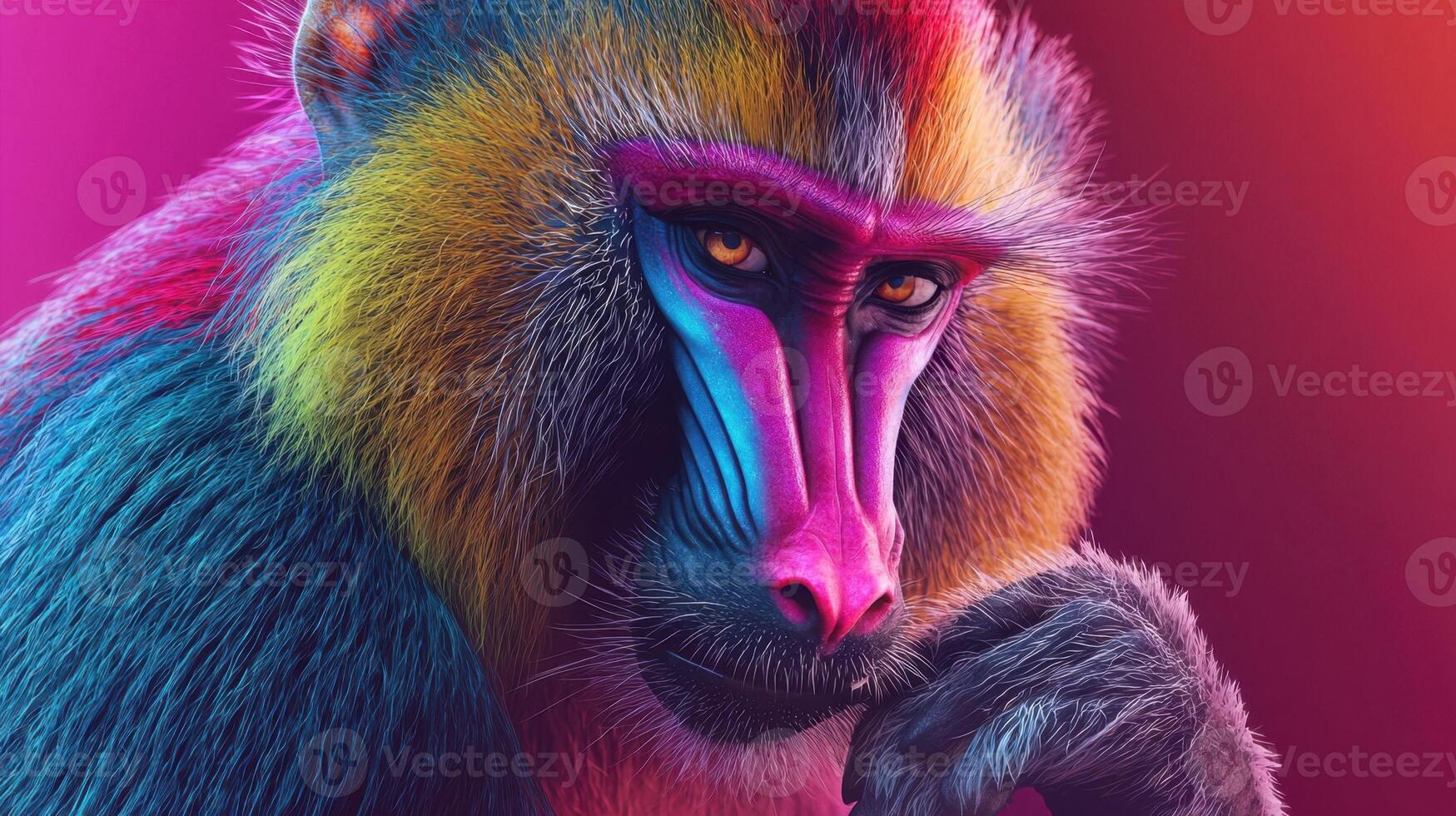 A colorful monkey with bright eyes photo
