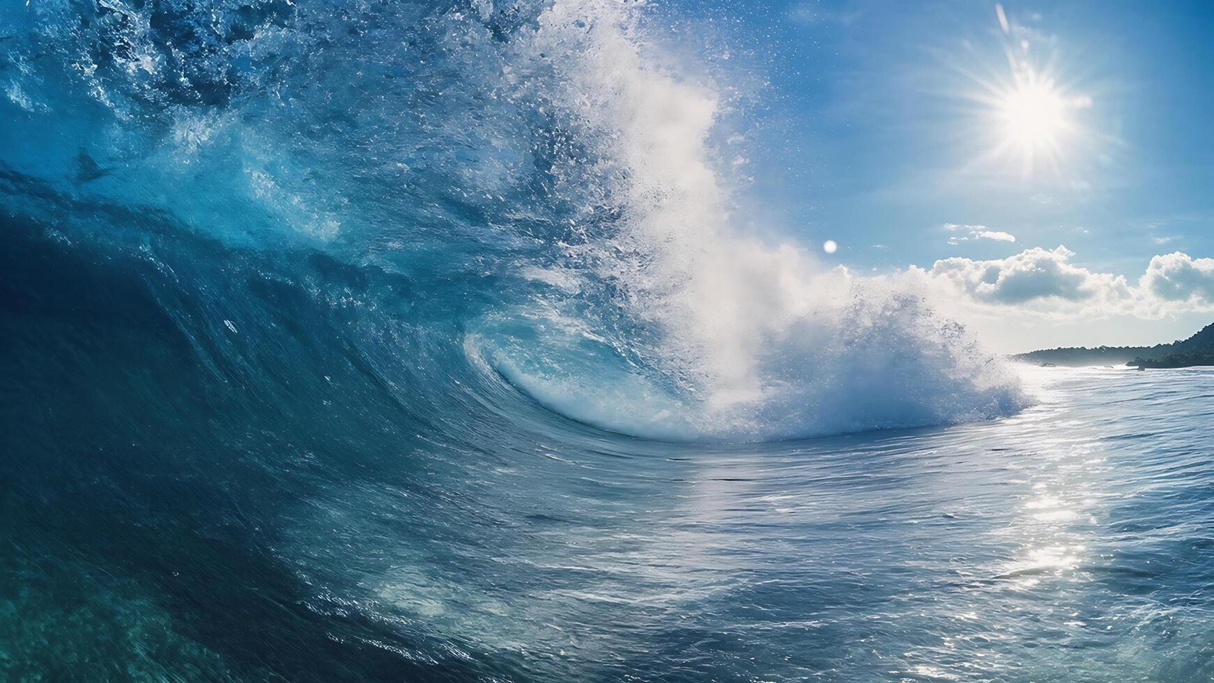 Wave breaking, Tsunami wave, heavy wave on a beach 4K photo