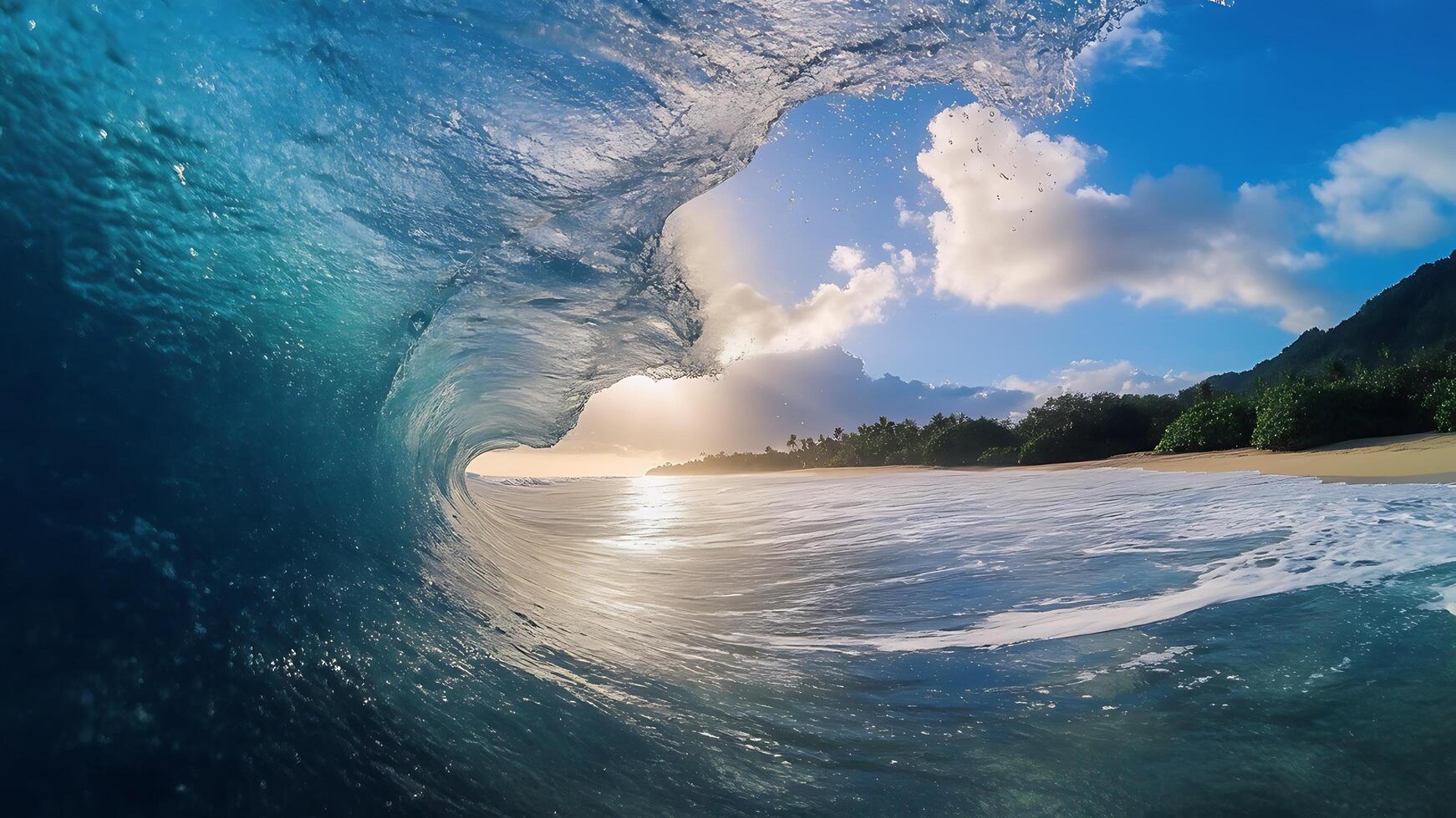 Wave breaking, Tsunami wave, heavy wave photo