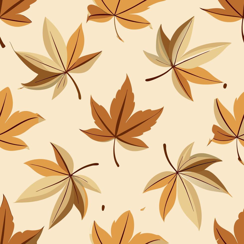 Seamless watercolor autumn leaves pattern nature background graphic design warm tones natural environment vector