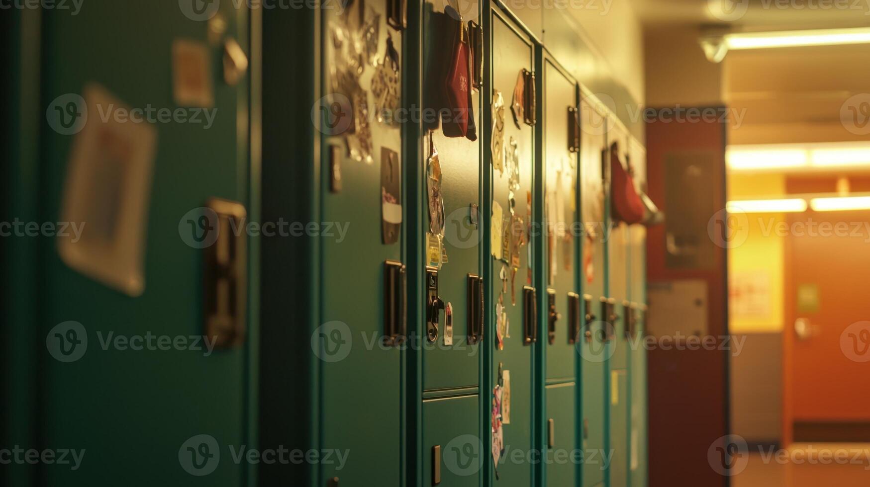 Lockers in a school hallway photo