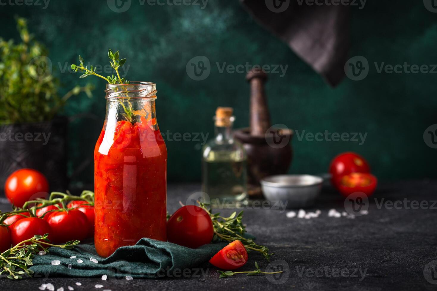 Traditional Italian tomato marinara sauce photo