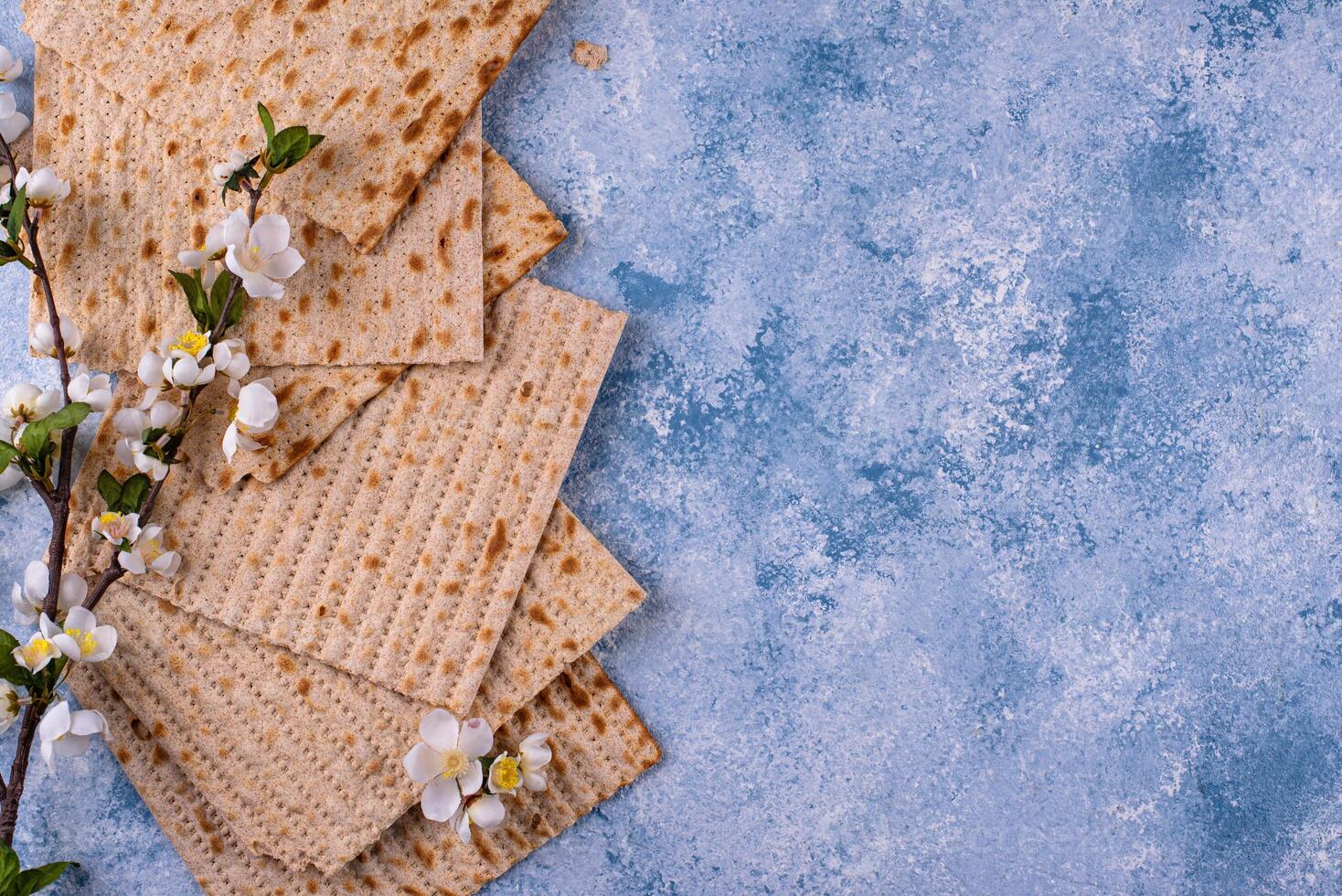 Traditional Jewish bread matzo for Passover photo