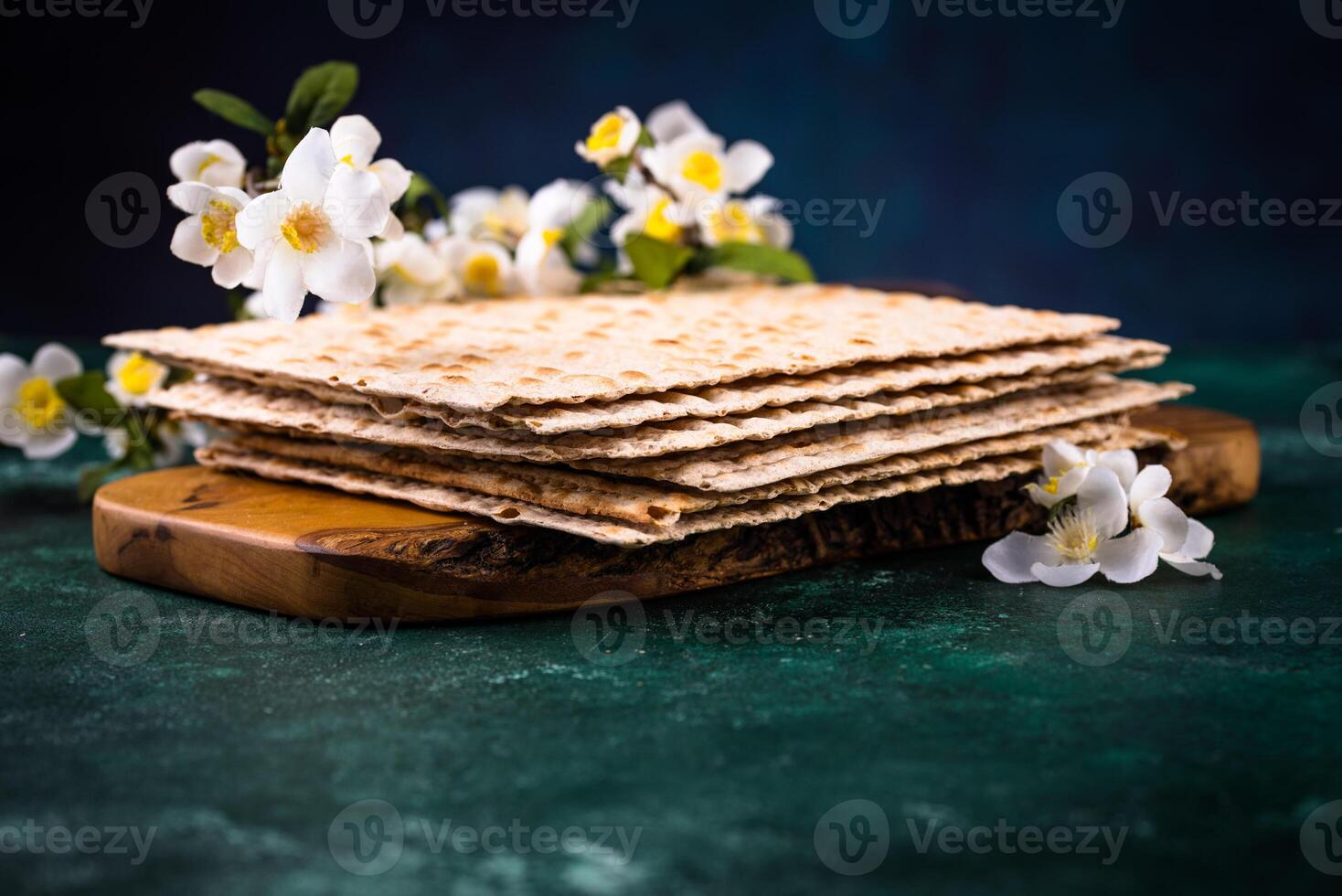Traditional Jewish bread matzo for Passover photo
