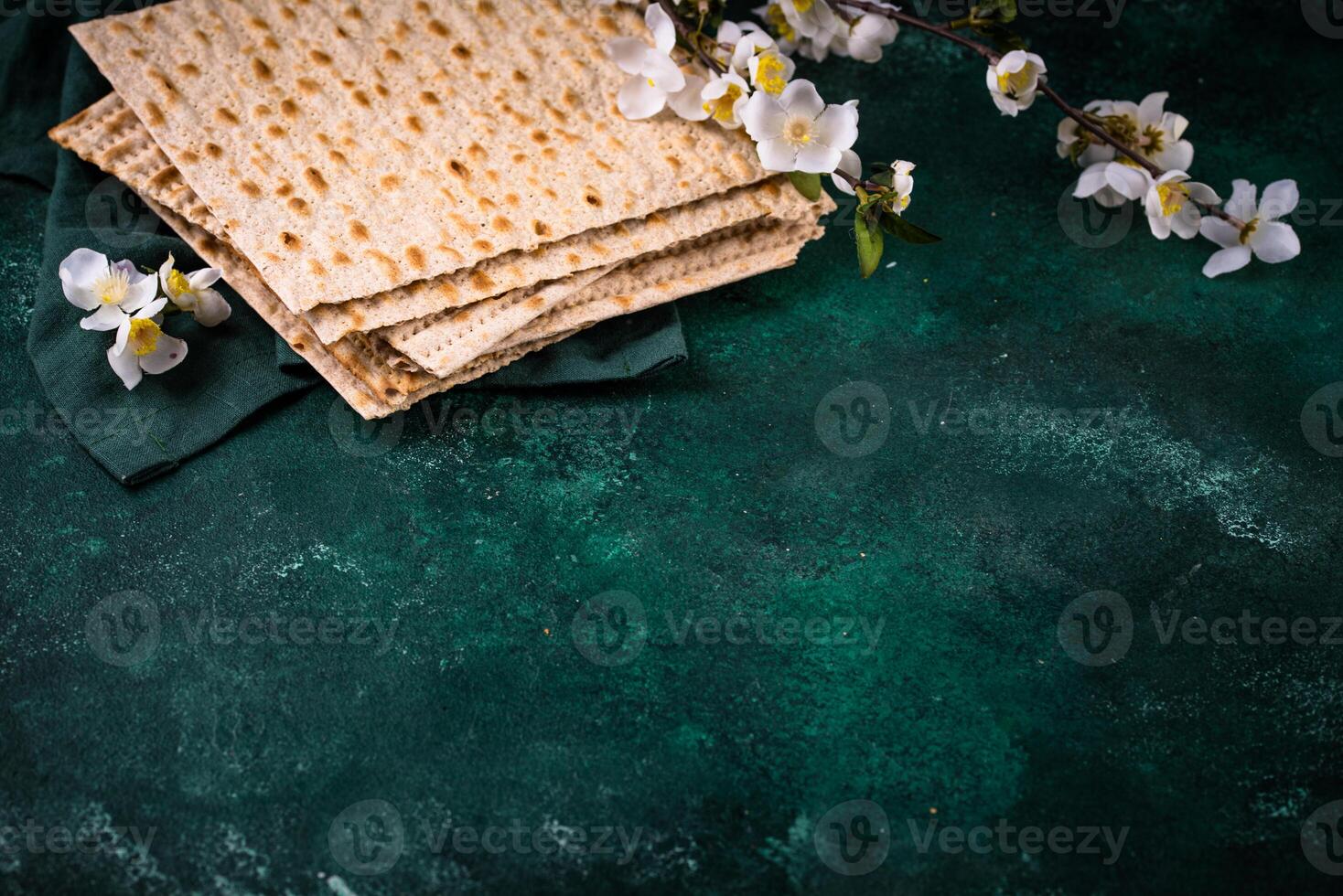 Traditional Jewish bread matzo for Passover photo