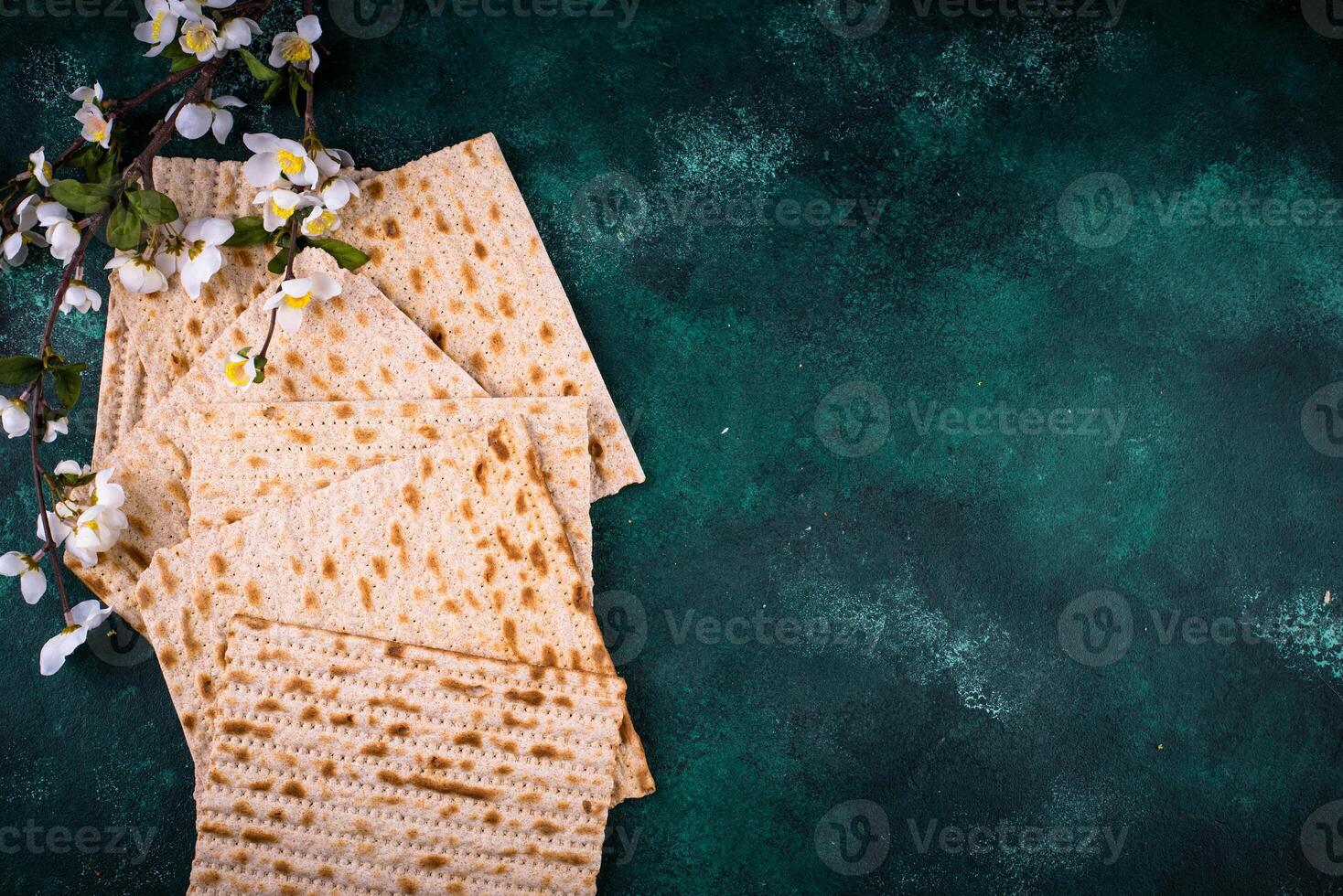 Traditional Jewish bread matzo for Passover photo