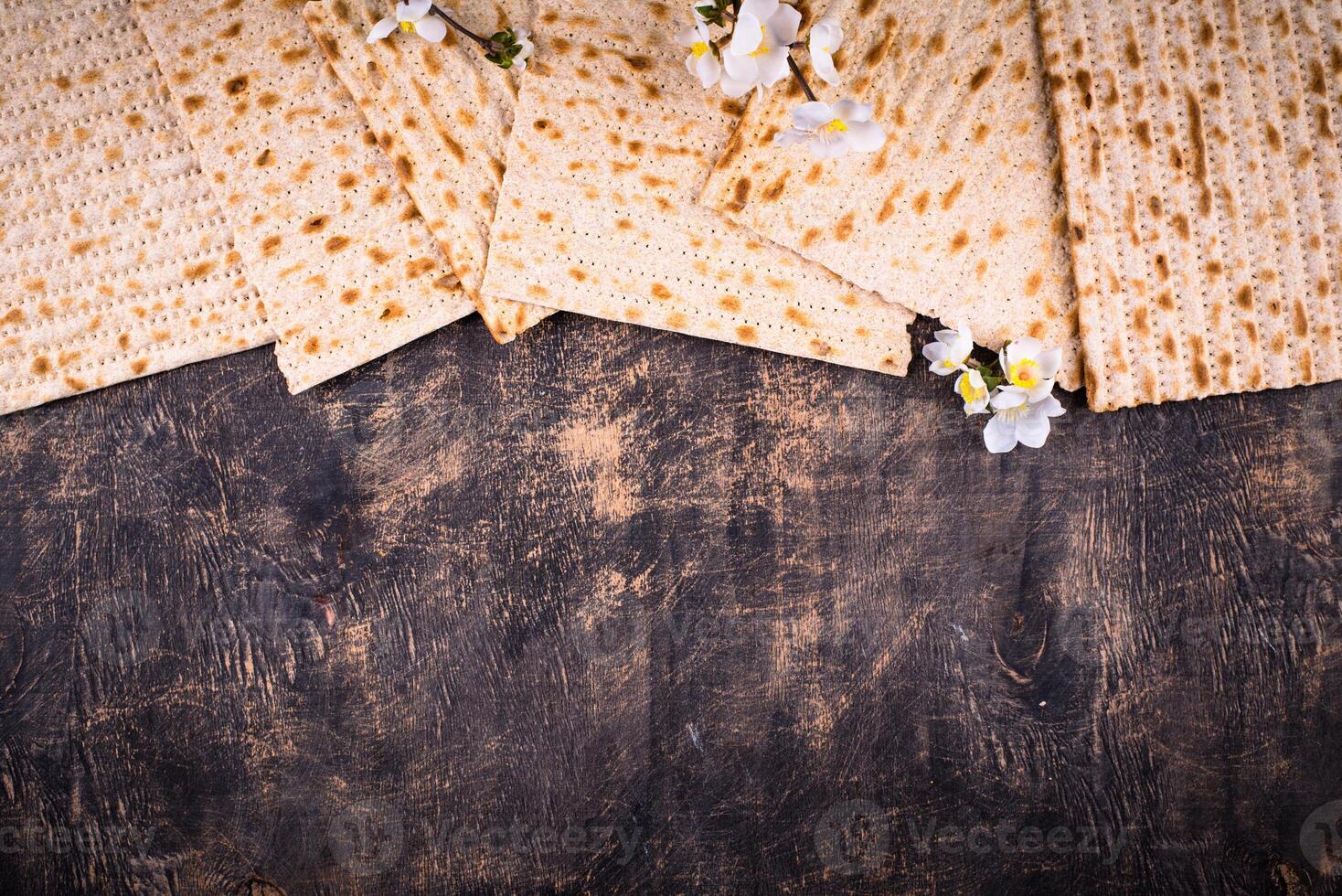 Traditional Jewish bread matzo for Passover photo