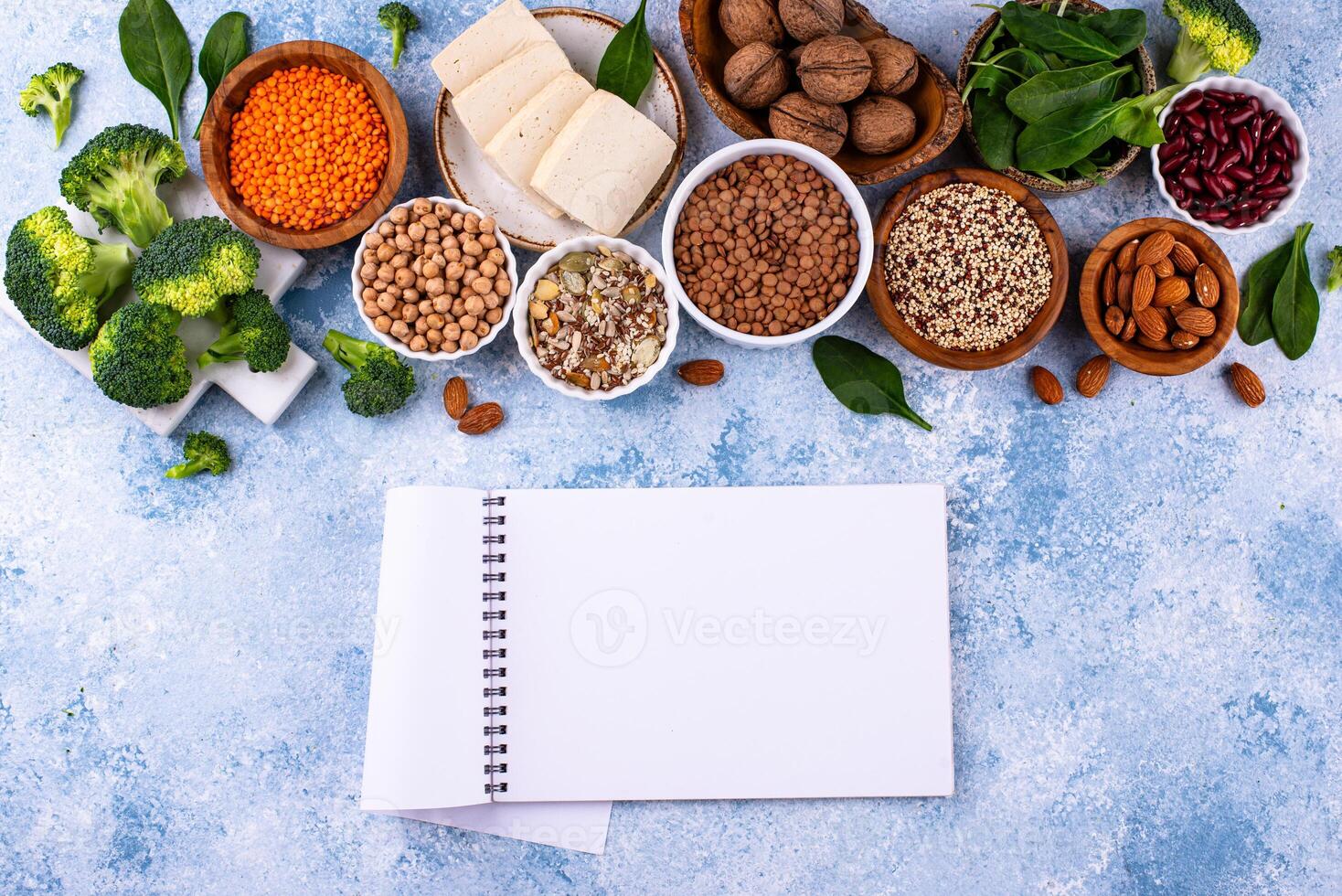 Asortment of plant based vegan protein products photo