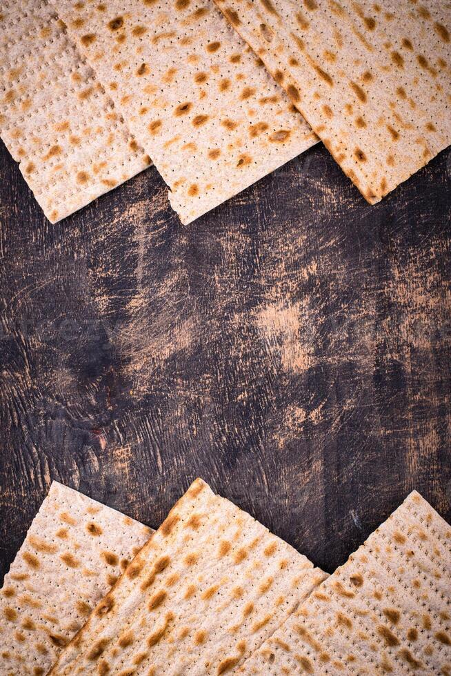 Traditional Jewish bread matzo for Passover photo