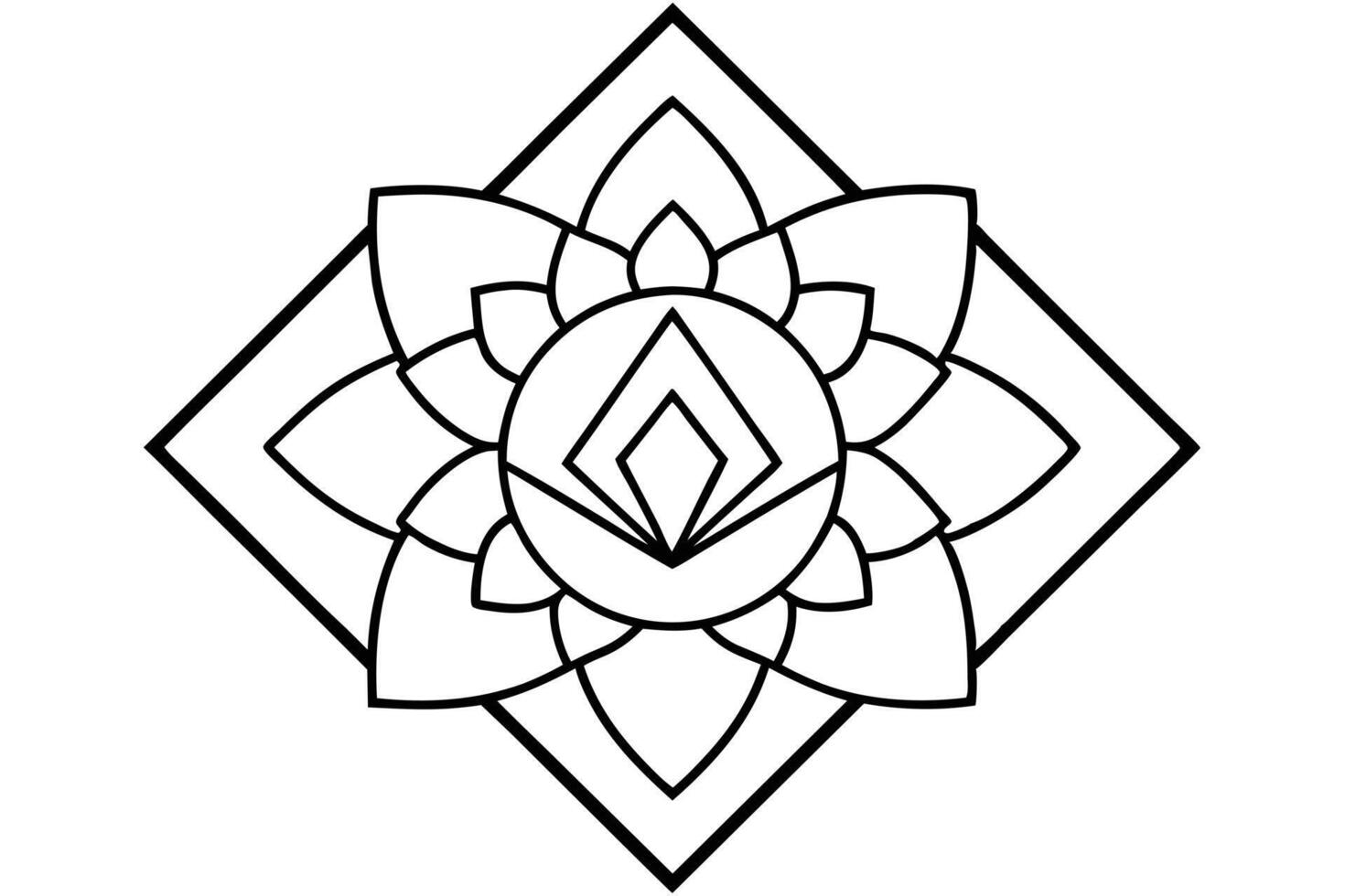 Intricate Black and White Mandala Design for Coloring vector