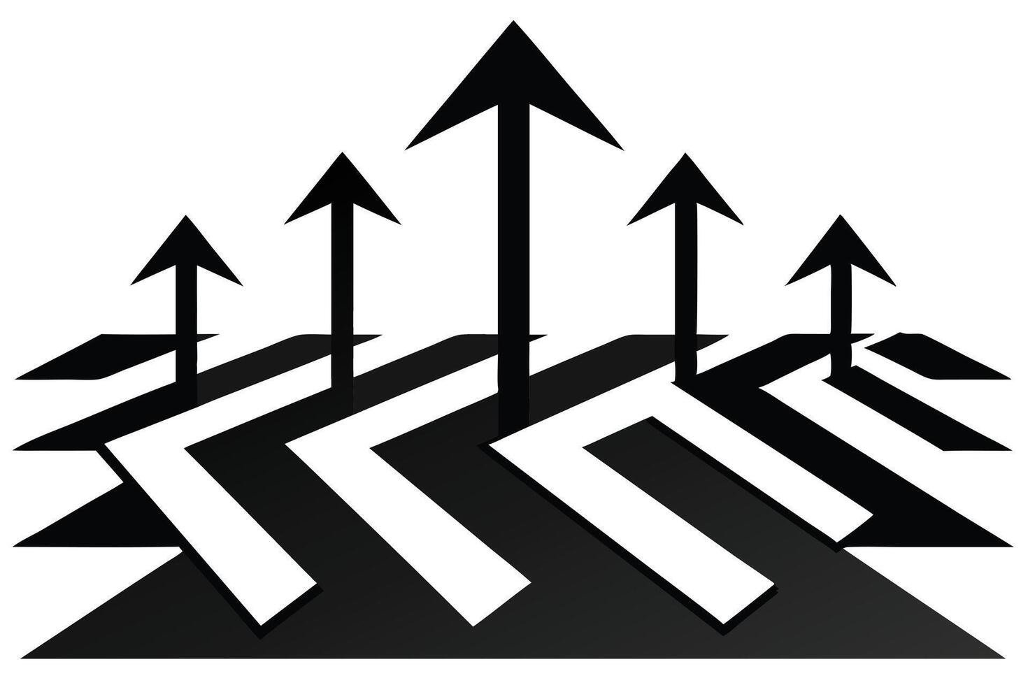 Abstract graphic design with upward arrows and a maze like pattern vector