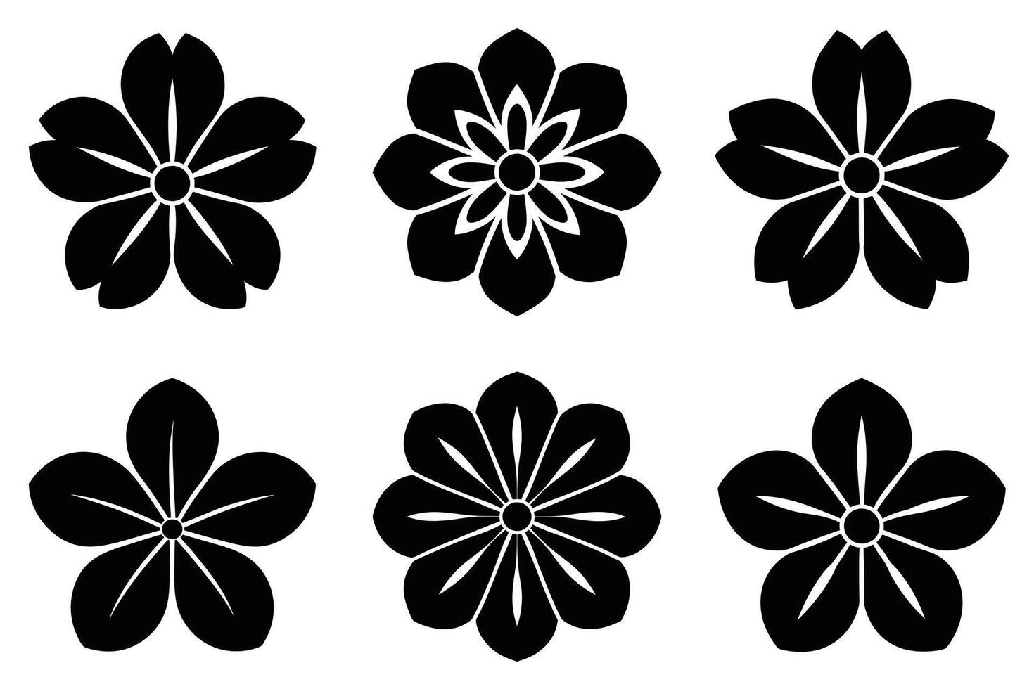 Elegant Black and White Cherry Blossom Silhouettes vector