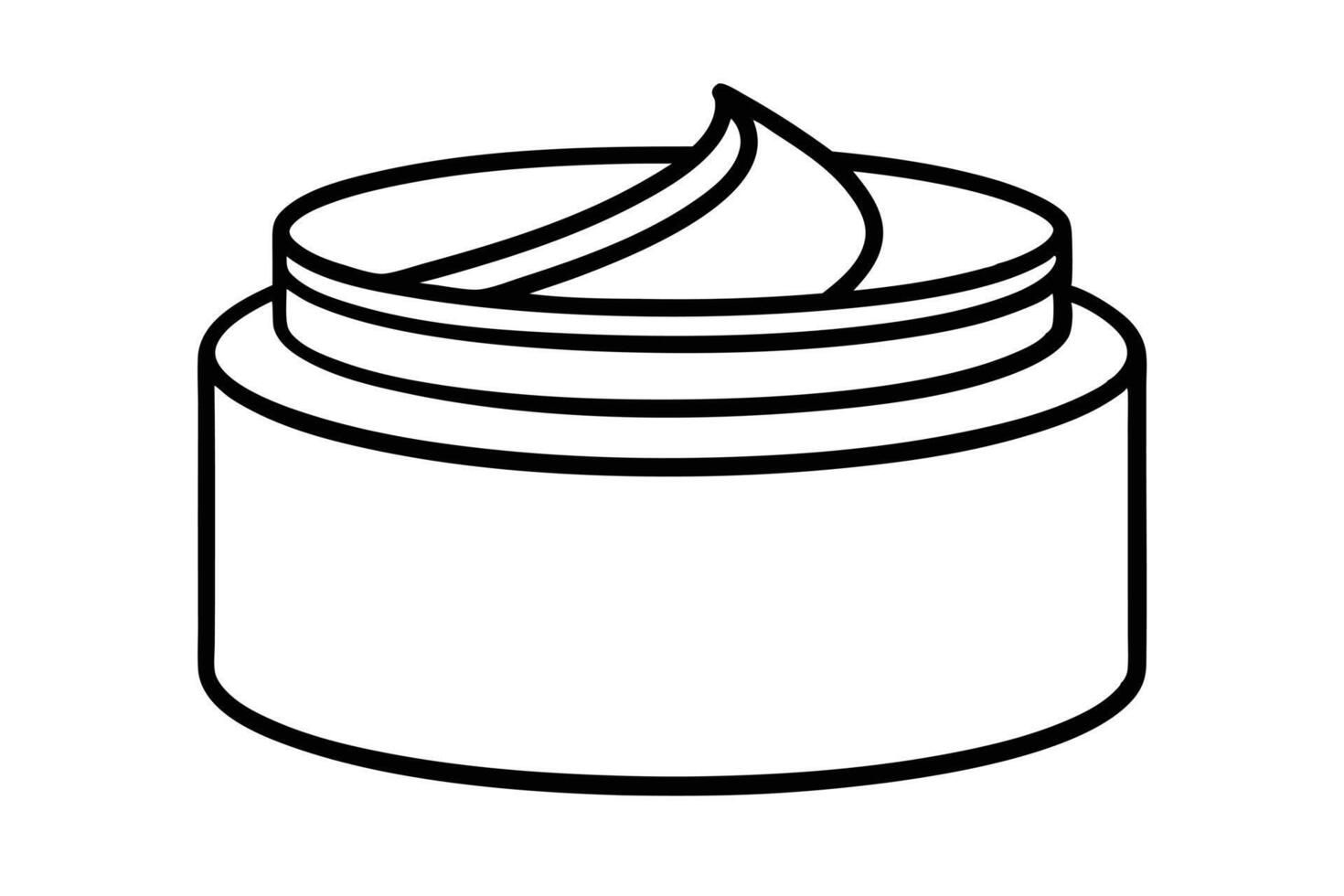 Simple line drawing of a cosmetic jar with cream. vector