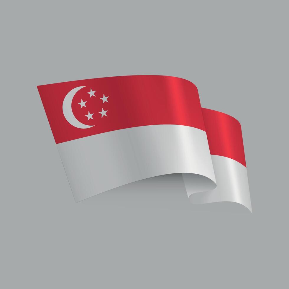 wavy national flag of Singapore isolated on white background vector