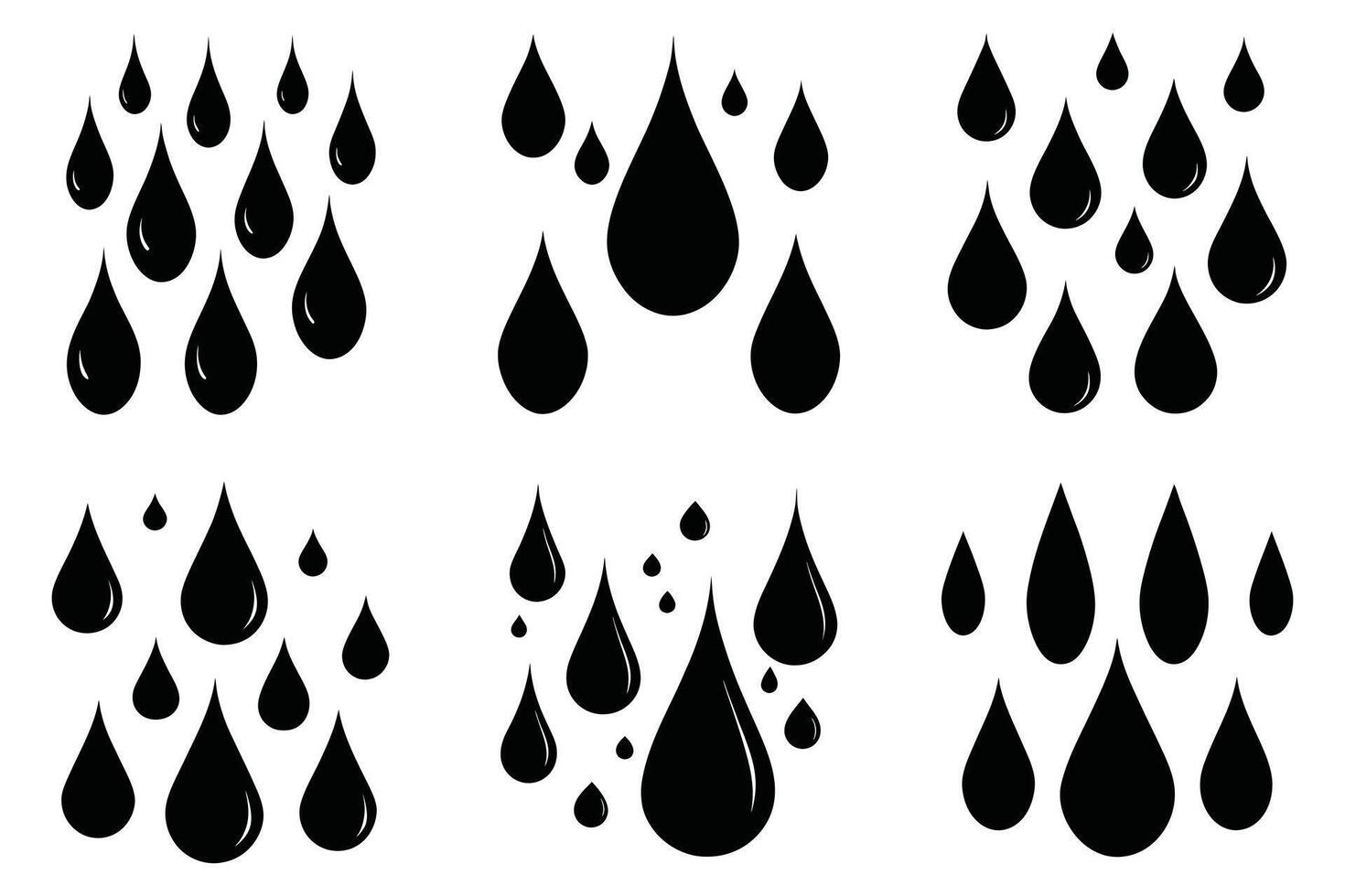 Set of Black Water Drop Silhouettes for Design vector