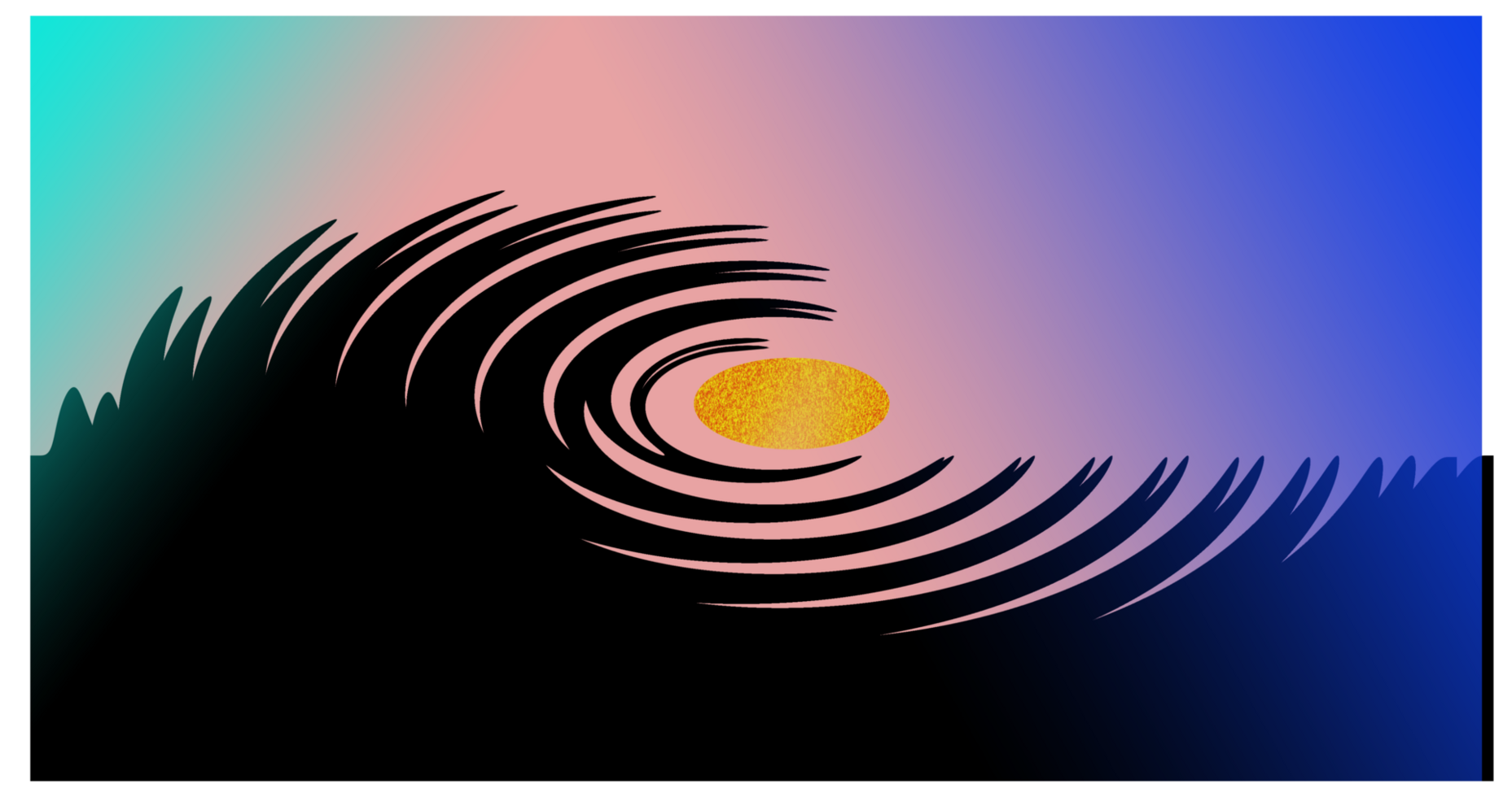 Abstract Wave Design with Sun png