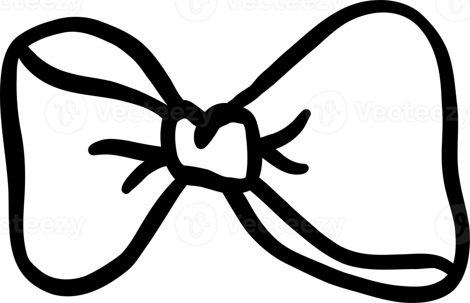 Cute Bow Tie Outline Black and White Hand Drawn png