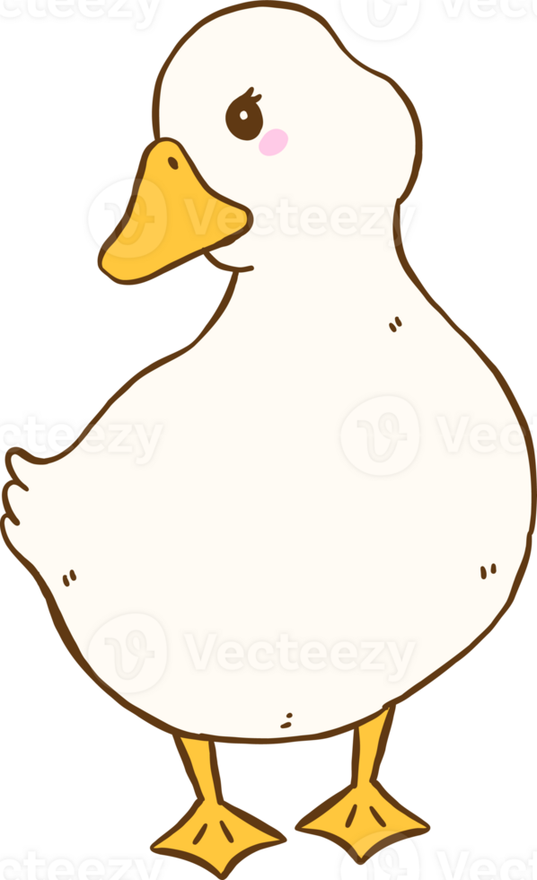 Cute Cartoon White Duck Hand Drawn Doodle Character png