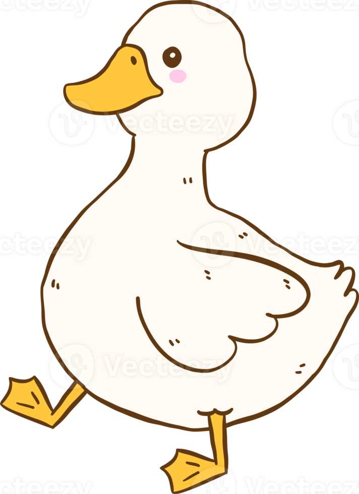 Cute Cartoon White Duck Hand Drawn Doodle png
