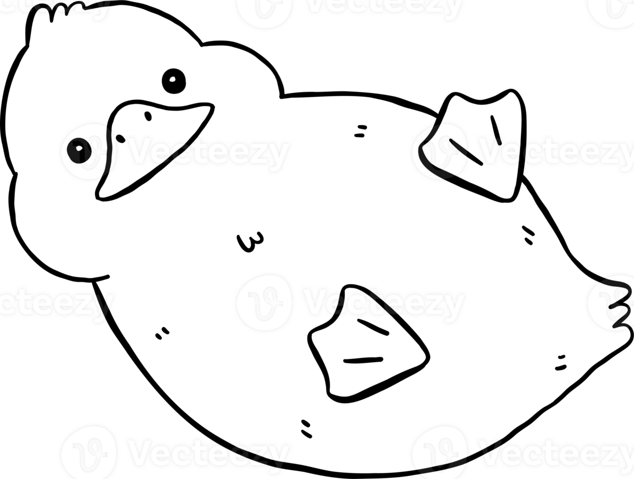 Cute Cartoon Duck Rolling Outline Black and White Rolling Hand Drawn Doodle png