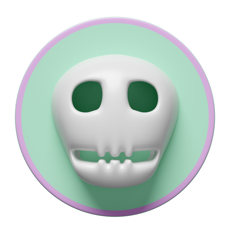 3d human skull cartoon realistic icon isolated. 3d illustration render png
