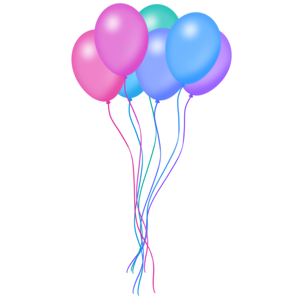 A colorful bunch of balloons on strings png