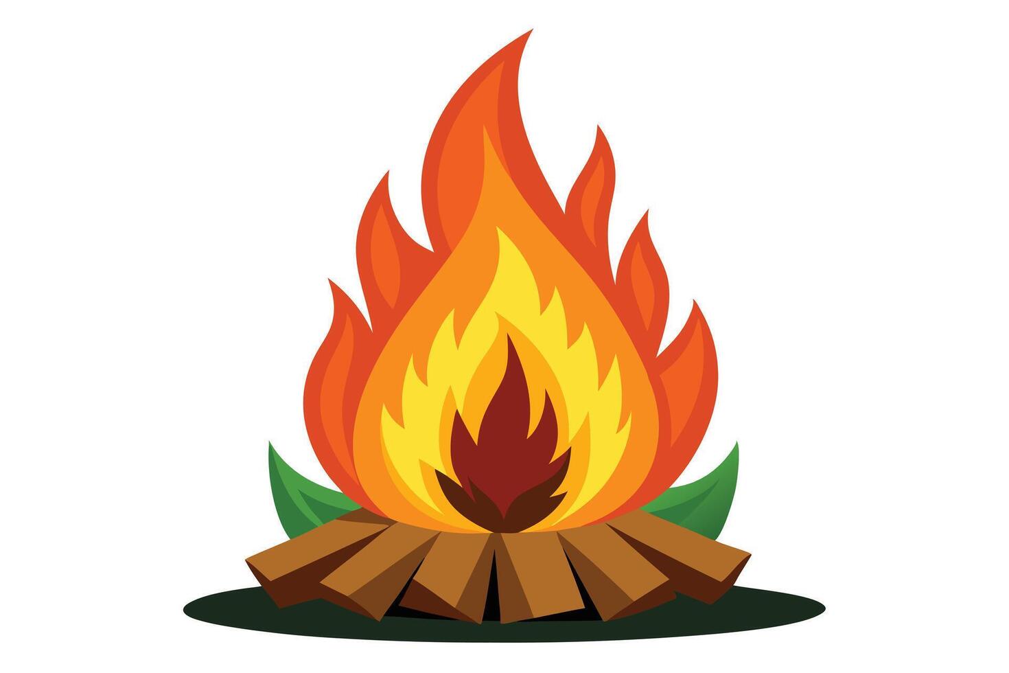 A Cartoon Illustration of a Burning Campfire vector
