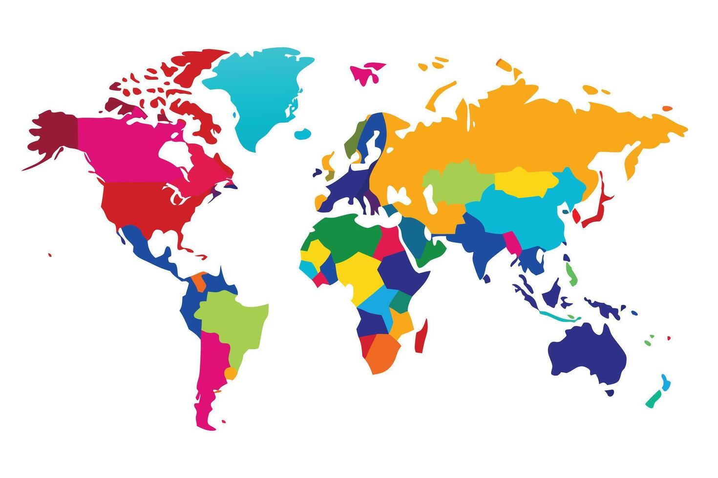 Colorful World Map Showing Regional Divisions vector