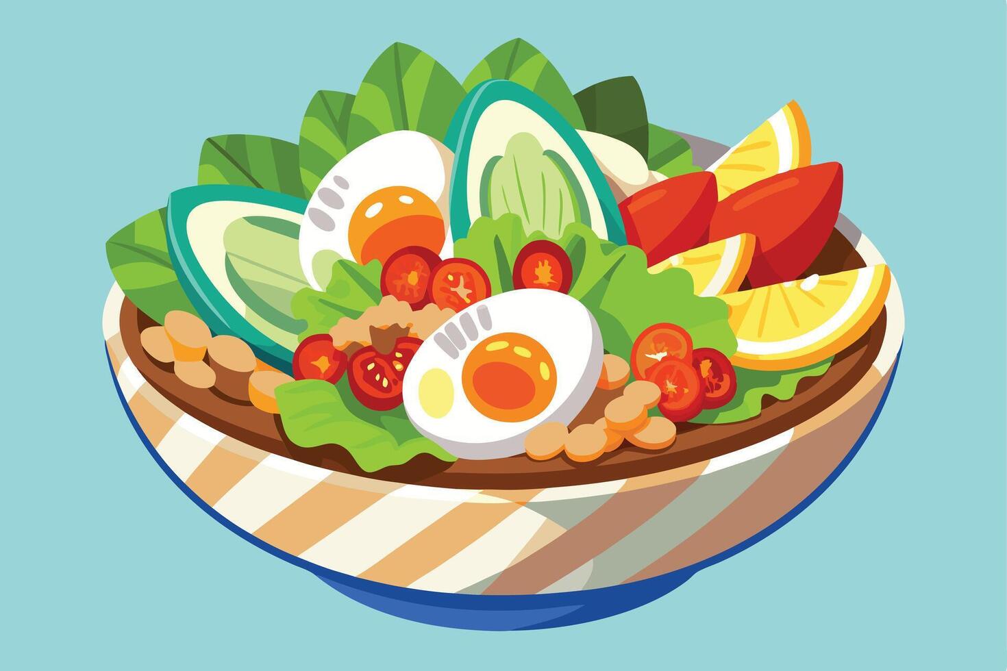 A Colorful Salad in a Wooden Bowl A Healthy and Appealing Food Image vector