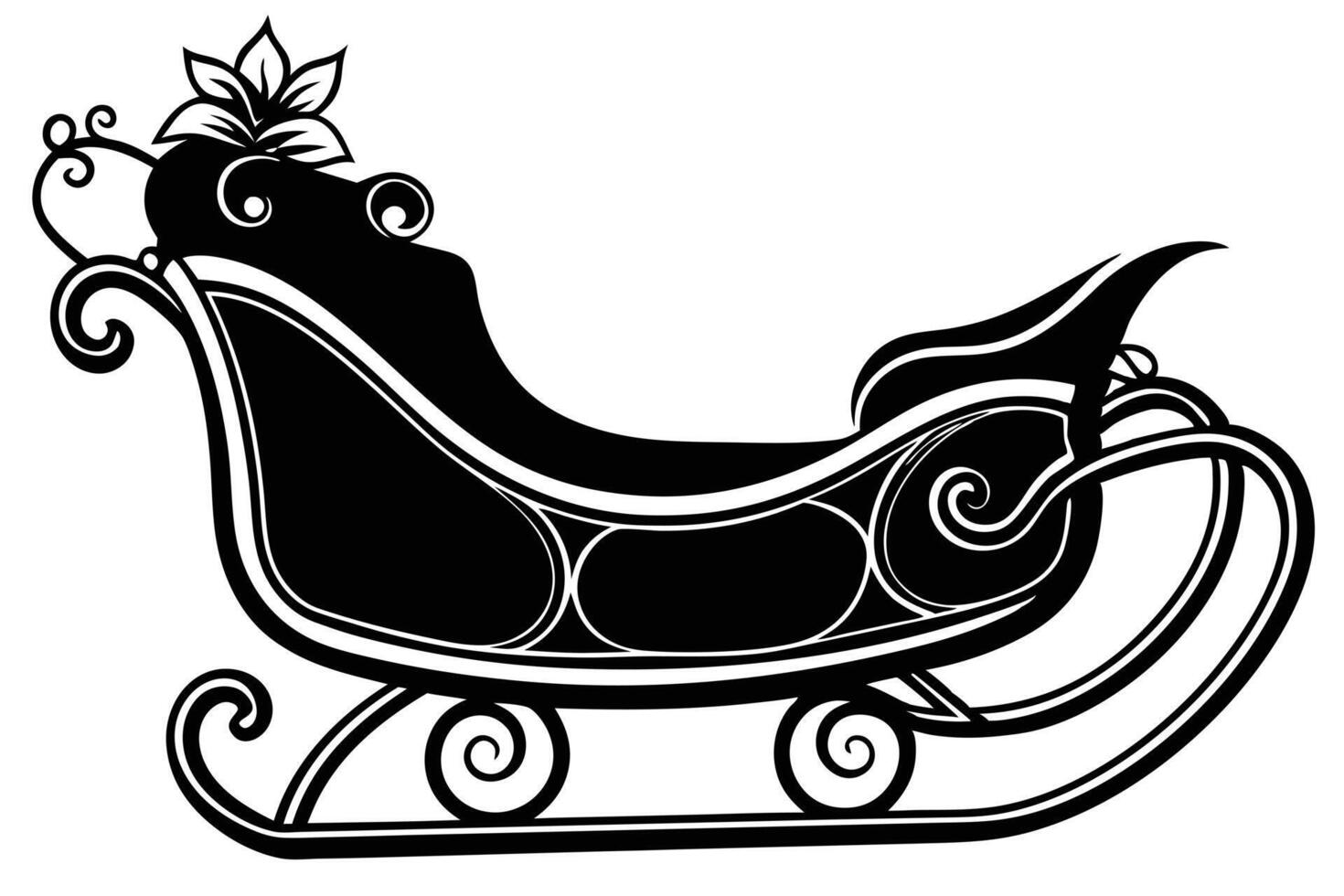 Ornate Christmas Sleigh Silhouette Design vector