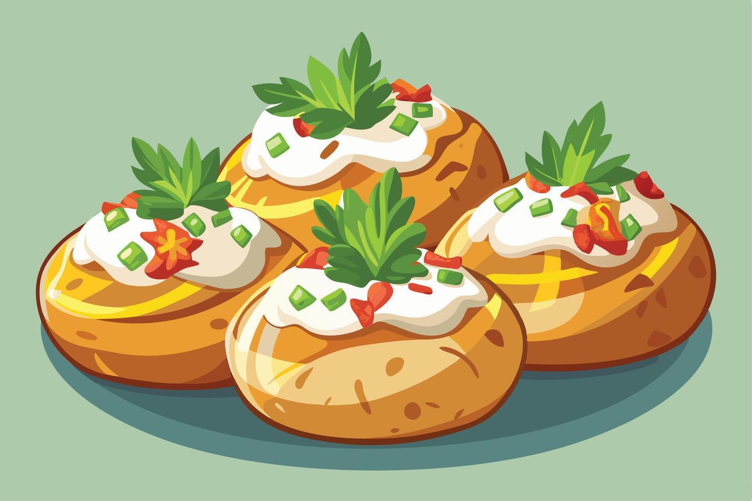 Its Deliciously Stuffed Potatoes on a Plate vector
