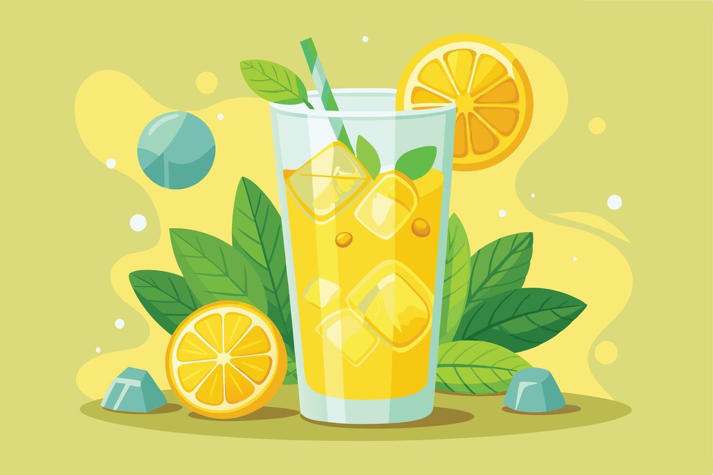 A Refreshing Lemon Iced Tea Illustration vector