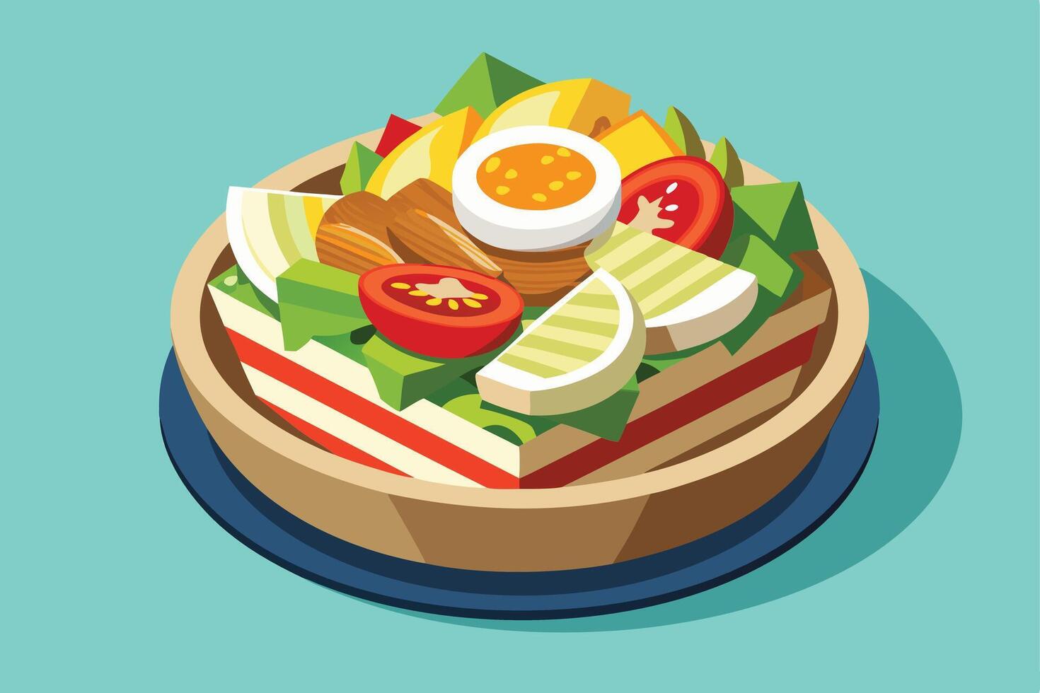 Colorful Salad in a Wooden Bowl A Healthy and Appealing Food Image vector