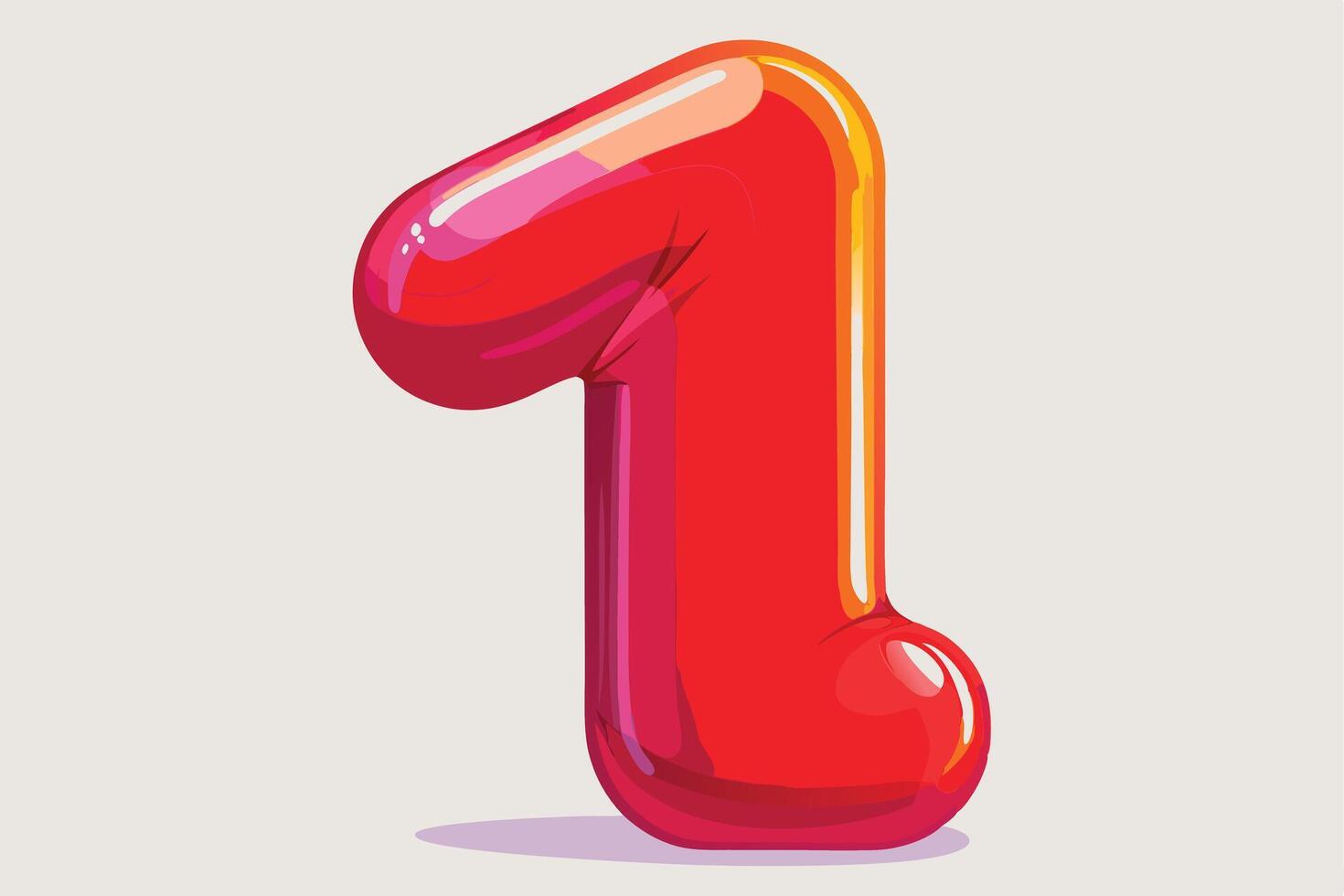 Vibrant Red Number One with a Cartoonish Style vector
