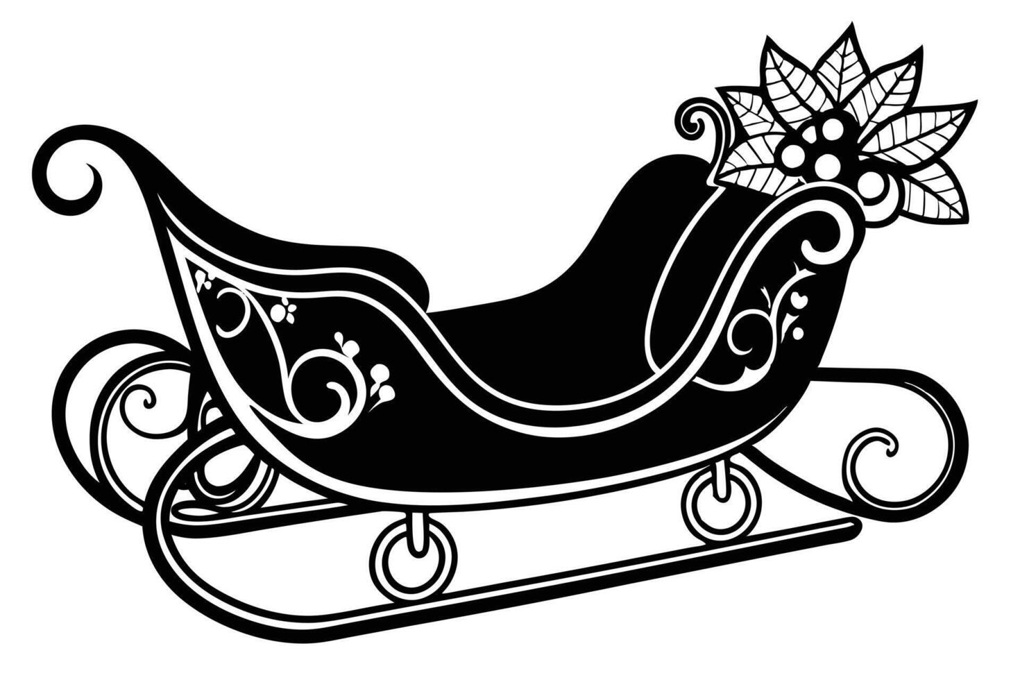 A Ornate Christmas Sleigh Silhouette Design vector