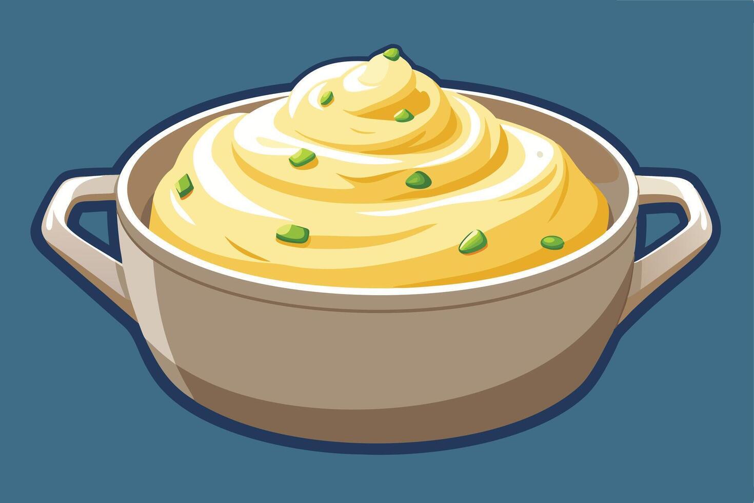 Creamy Mashed Potatoes in a Pot - Cartoon Illustration vector