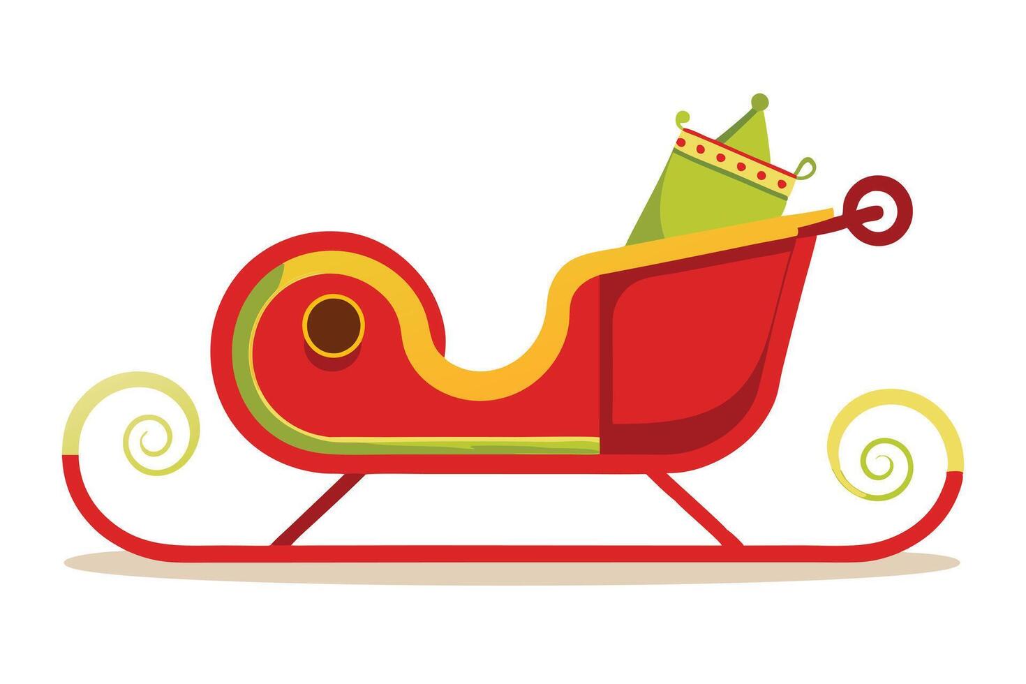 festive red Christmas sleigh against a white background. vector