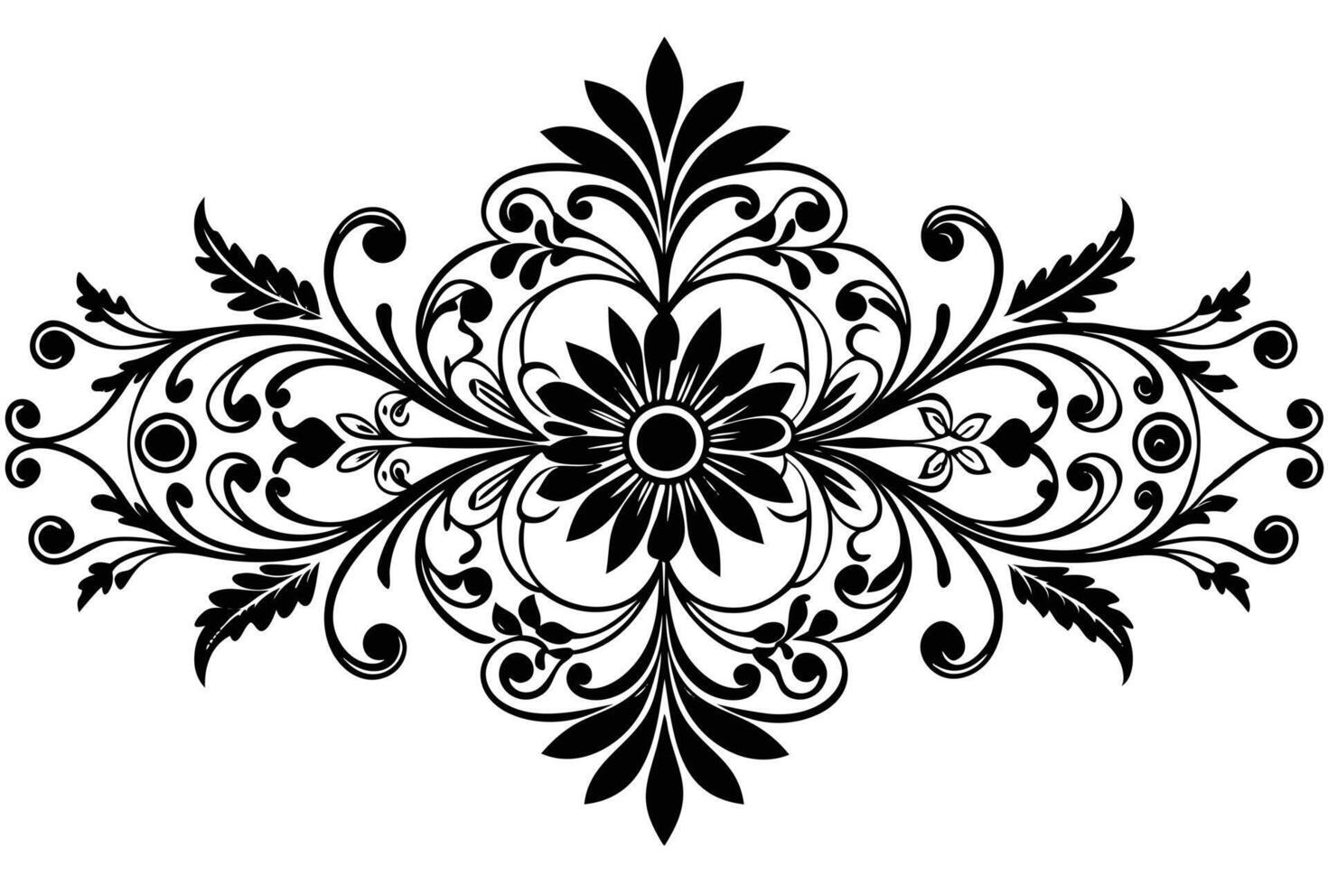Ornate Black Floral Design for Decorative Use vector