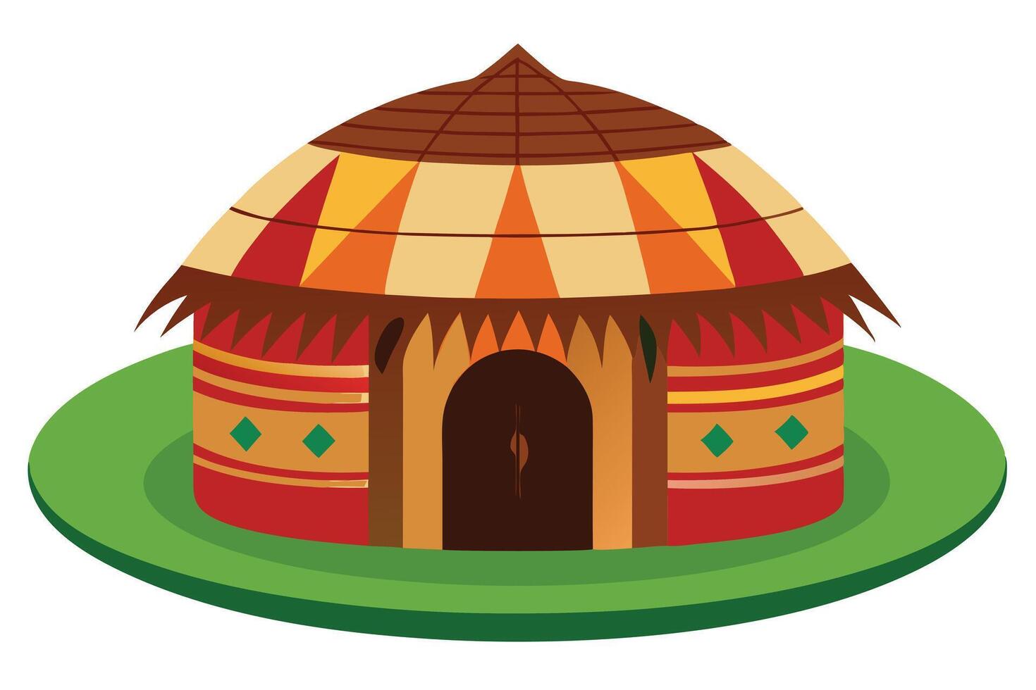 Colorful illustration of a traditional yurt. vector