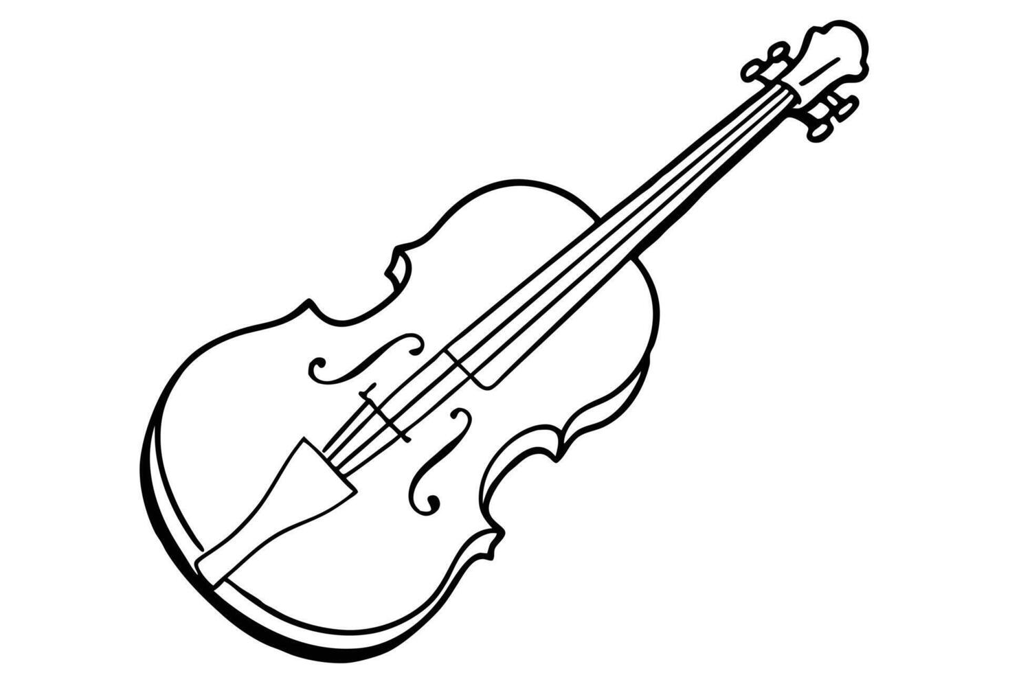 A Simple black and white illustration of a violin vector