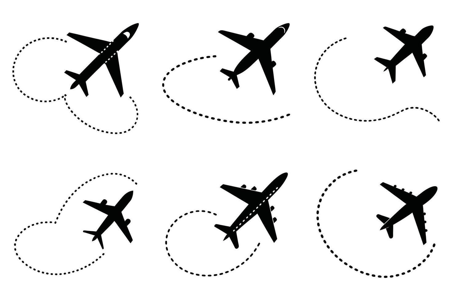 Airplane Routes Illustrated with Dotted Lines vector