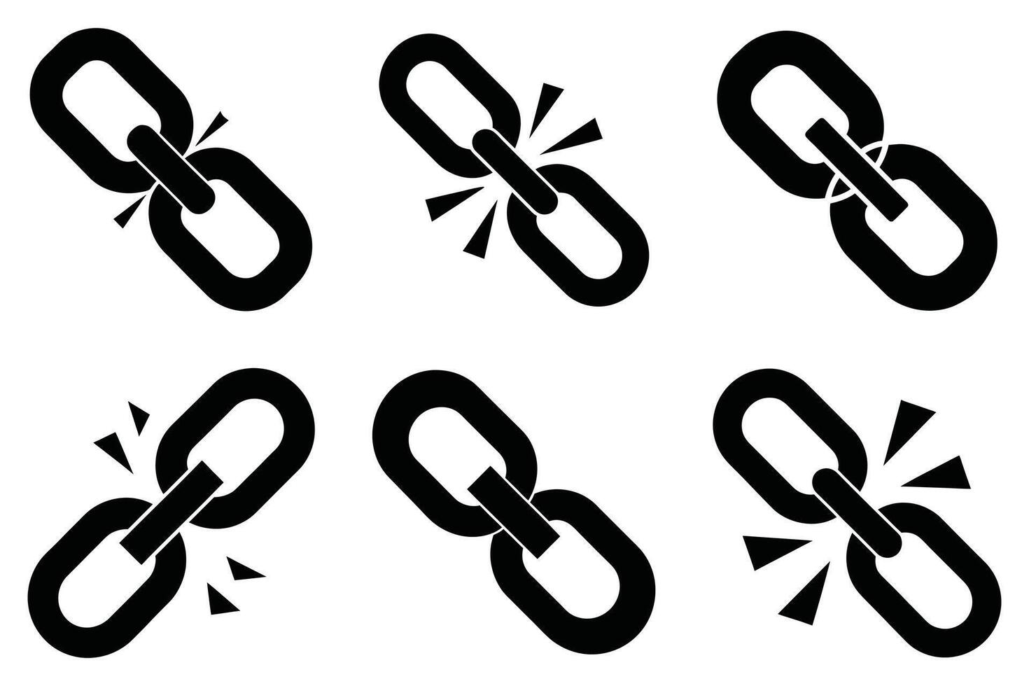 Six Broken Chain Icons Isolated on White Background vector
