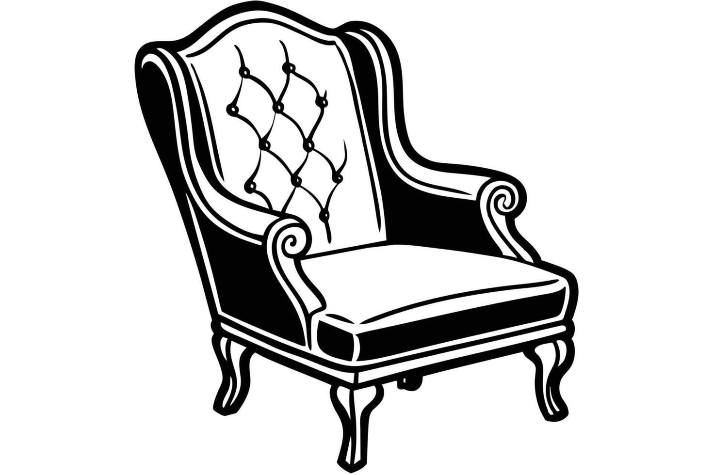 A Elegant Black and White Striped Armchair Illustration vector